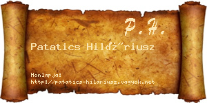 Patatics Hiláriusz névjegykártya